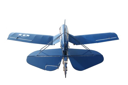 Blue single engine monoplane  Rear view