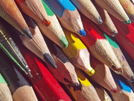 Close-up of  multicoloured pencils.   