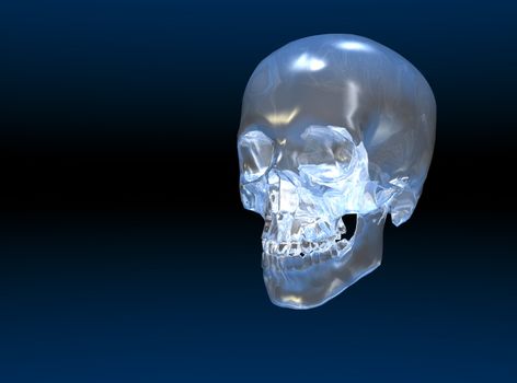 A crystal skull with copy space