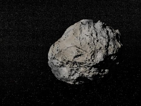 Big grey meteorite in the universe full of stars