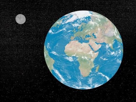 Earth and moon in the universe