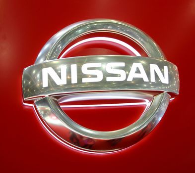 GENEVA - MARCH 8 : Nissan logo on display at the 83st International Motor Show Palexpo - Geneva on March 8, 2013 in Geneva, Switzerland.