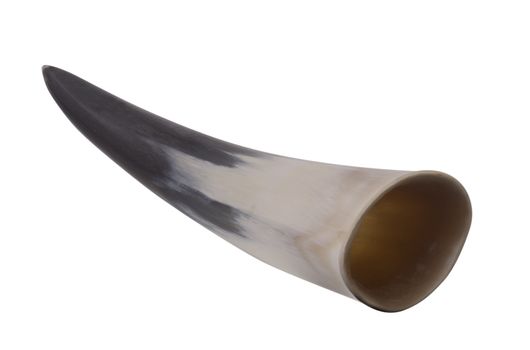 A drinking horn made from a sheep's horn
