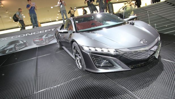 GENEVA - MARCH 8 : grey Honda NS-X concept on display at the 83st International Motor Show Palexpo - Geneva on March 8, 2013 in Geneva, Switzerland.