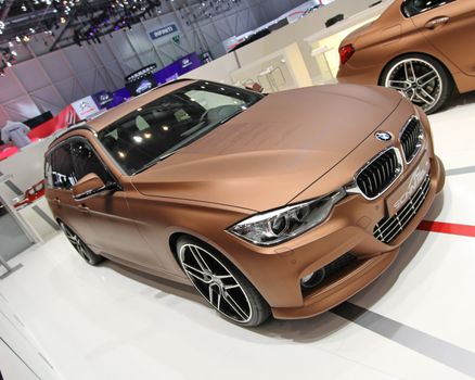 GENEVA - MARCH 8 : brown BMW 6 series AC Schnitzer on display at the 83st International Motor Show Palexpo - Geneva on March 8, 2013 in Geneva, Switzerland.