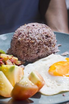 filipino breakfast, brown rice meal