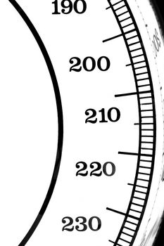 Segment of a scale with the numbers 190-230