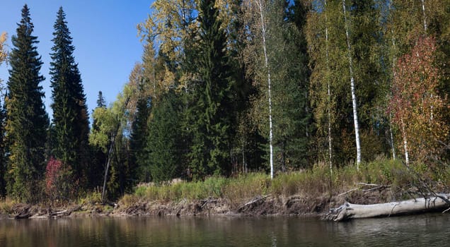 Autumn on the taiga river of Verhnjaja Ters