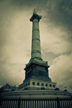 This column is in the center of the Place de la Bastille, in Paris, France