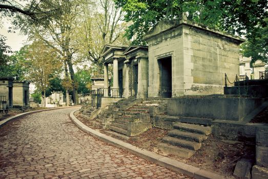 tombs of Pere Lachaise cemetery, Paris, France