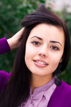 portrait of a beautiful young woman outdoor