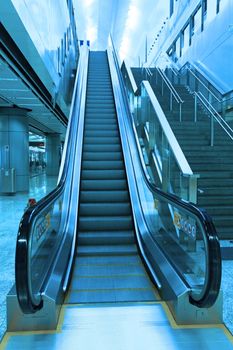 Moving escalator in subway station