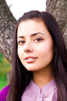 portrait of a beautiful young woman outdoor