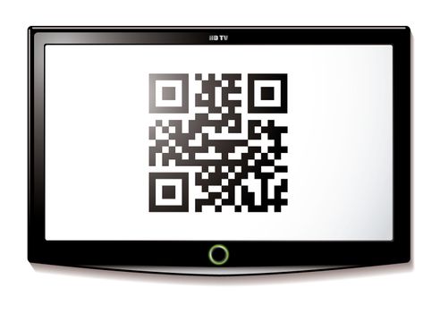 Modern LCD TV with Qr code to scan for identification