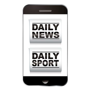 Smart phone with news and sport newspaper icon