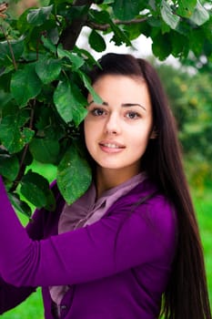 portrait of a beautiful young woman outdoor