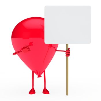 red ballon hold billboard on white background