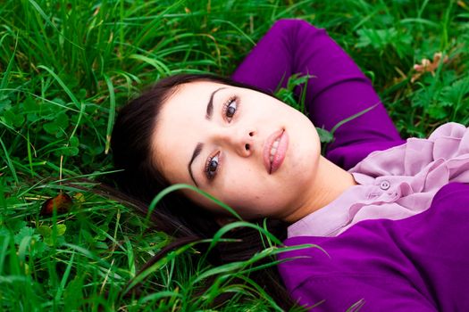 portrait of a beautiful young woman outdoor