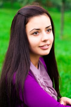 portrait of a beautiful young woman outdoor