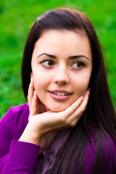 portrait of a beautiful young woman outdoor