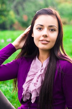 portrait of a beautiful young woman outdoor