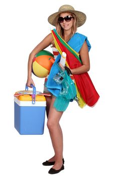 girl with equipment for the beach