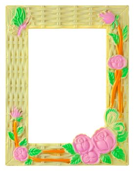 flower wood frame isolated on white background