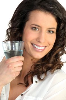 Woman with glass of water