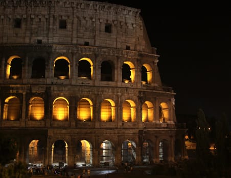 The Colesseum in Rome, Italy.  Built completed in 80 AD.  It was built by the Emperors Vespasian and Titus.