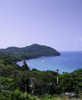 Top view of koh sichang island, Chonburi province, Thailand 