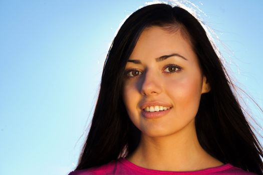 portrait of a beautiful young woman  outdoor