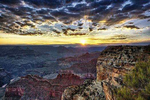 Grand Canyon at sunrise, horizontal view