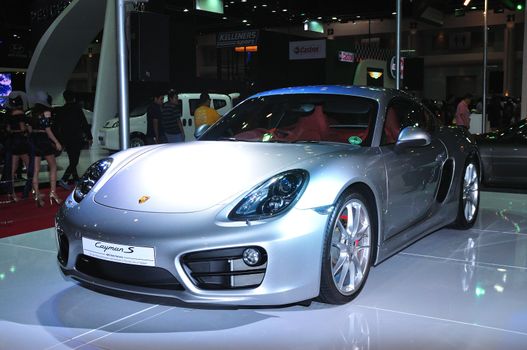 BANGKOK, THAILAND - MAR 30: Porsche Cayman S car shown at the Bangkok Motor Show 2013 in Bangkok, Thailand on March 30, 2013.