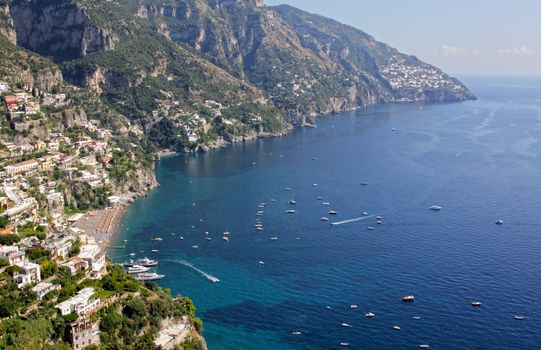 The town of Positano on the Amalfi coast in southern Italy.