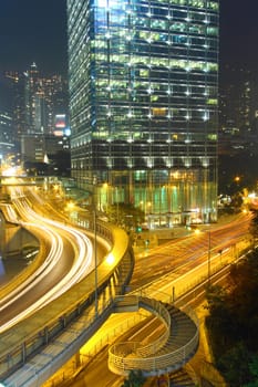 Traffic in modern city at night