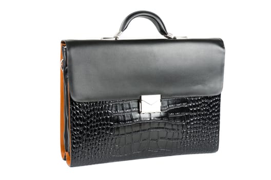 black briefcase isolated on white background