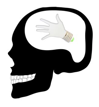 Think Skull with Lightbulb