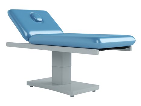 Blue massage table isolated on white background