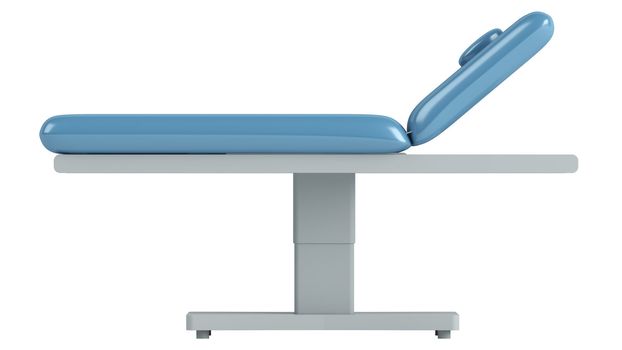 Blue massage table isolated on white background