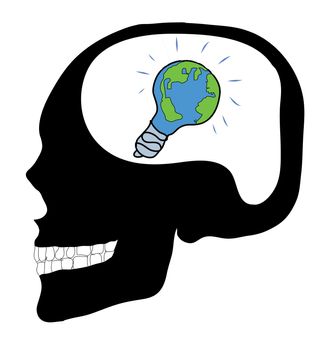 Think Skull with Lightbulb