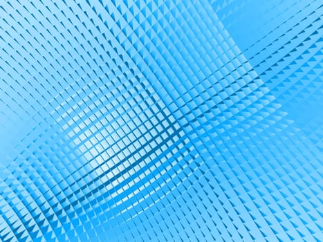 Rendering of section of blue metallic three dimensional circular mesh suitable as a background screen