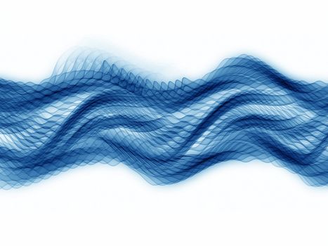 Abstract sine waves rendered in blue against white background