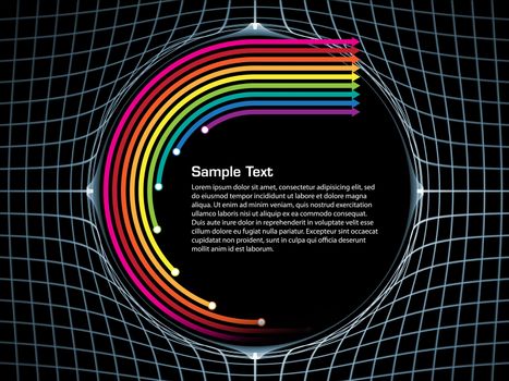 Background of fractal grid and arrows suitable as a backdrop for technology, information science projects