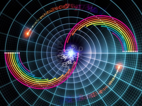 Background of fractal grid and arrows suitable as a backdrop for technology, information science projects