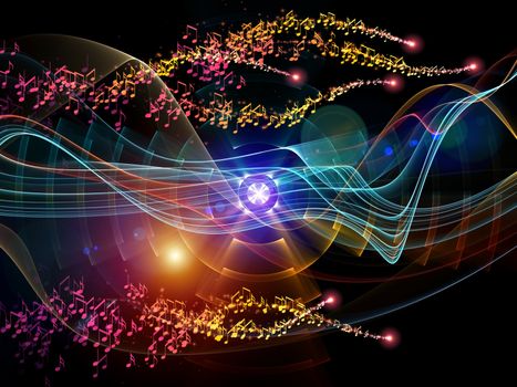 Interplay of colorful f waves and notes on the subject of music, audio and sound technology