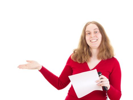 Beautiful woman giving a presentation