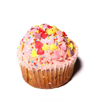 Pink Cupcake - homemade - on a white background - square