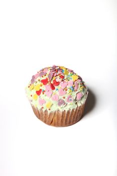 Pink Cupcake - homemade - in front of white background