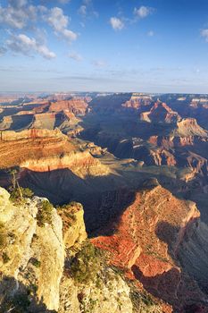 vertical view of Grand Canyon in morning light