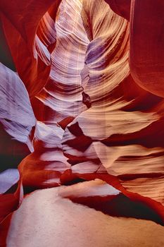 vertical view in the famous Antelope Canyon, Page, Arizona, USA 